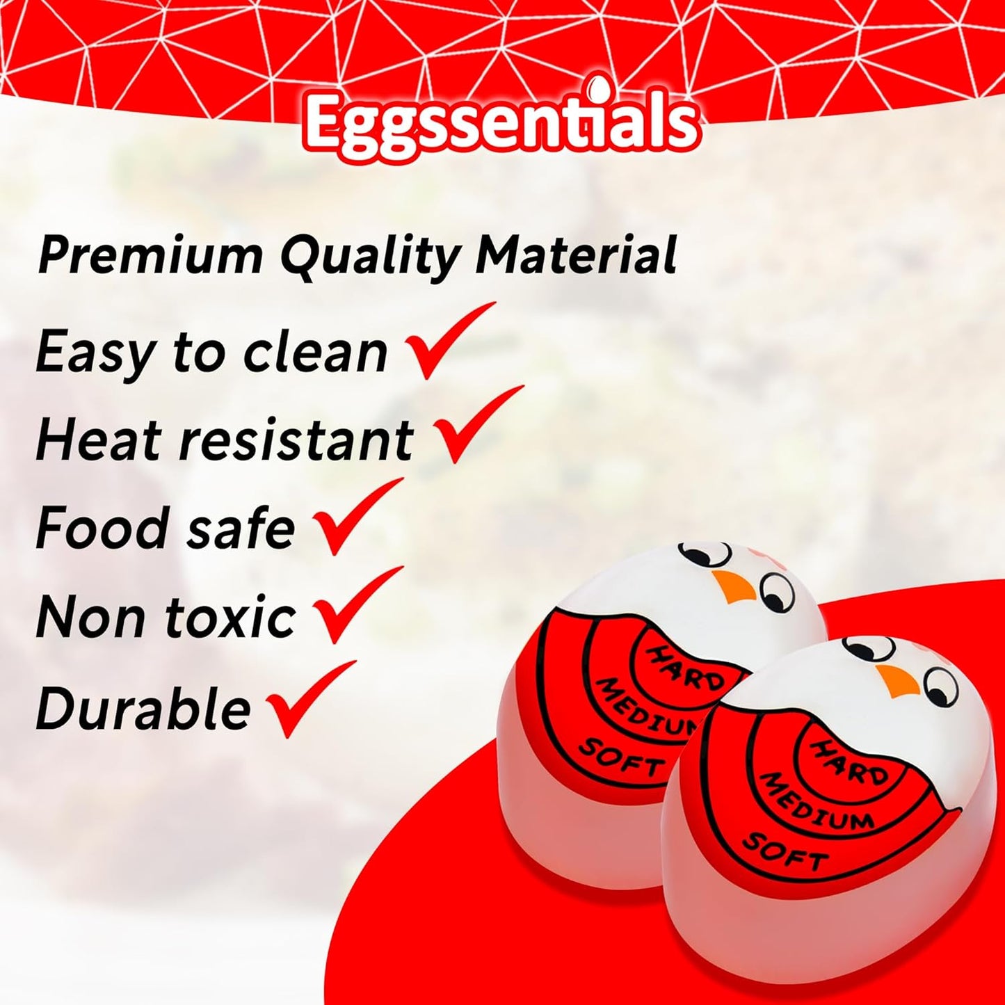 Eggssentials Red Egg Timer That Goes in Water – Egg Timer for Hard Boiled Eggs and Soft Boiled Eggs, Red Color Fades for Accurate Doneness.