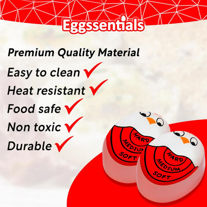 Eggssentials Red Egg Timer That Goes in Water – Egg Timer for Hard Boiled Eggs and Soft Boiled Eggs, Red Color Fades for Accurate Doneness.