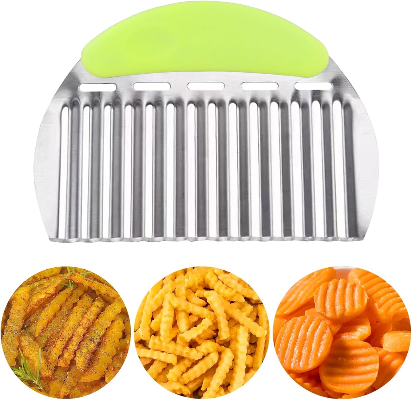 JAYVAR Large Crinkle Cutter for Potatoes, Stainless Steel Vegetable Crinkle Cutter, Versatile Vegetable Wavy Chopper for Fancy Edges, Onion Chopping Wavy French Fry Slicer Kitchen Dicer Gadget