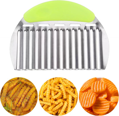 JAYVAR Large Crinkle Cutter for Potatoes, Stainless Steel Vegetable Crinkle Cutter, Versatile Vegetable Wavy Chopper for Fancy Edges, Onion Chopping Wavy French Fry Slicer Kitchen Dicer Gadget
