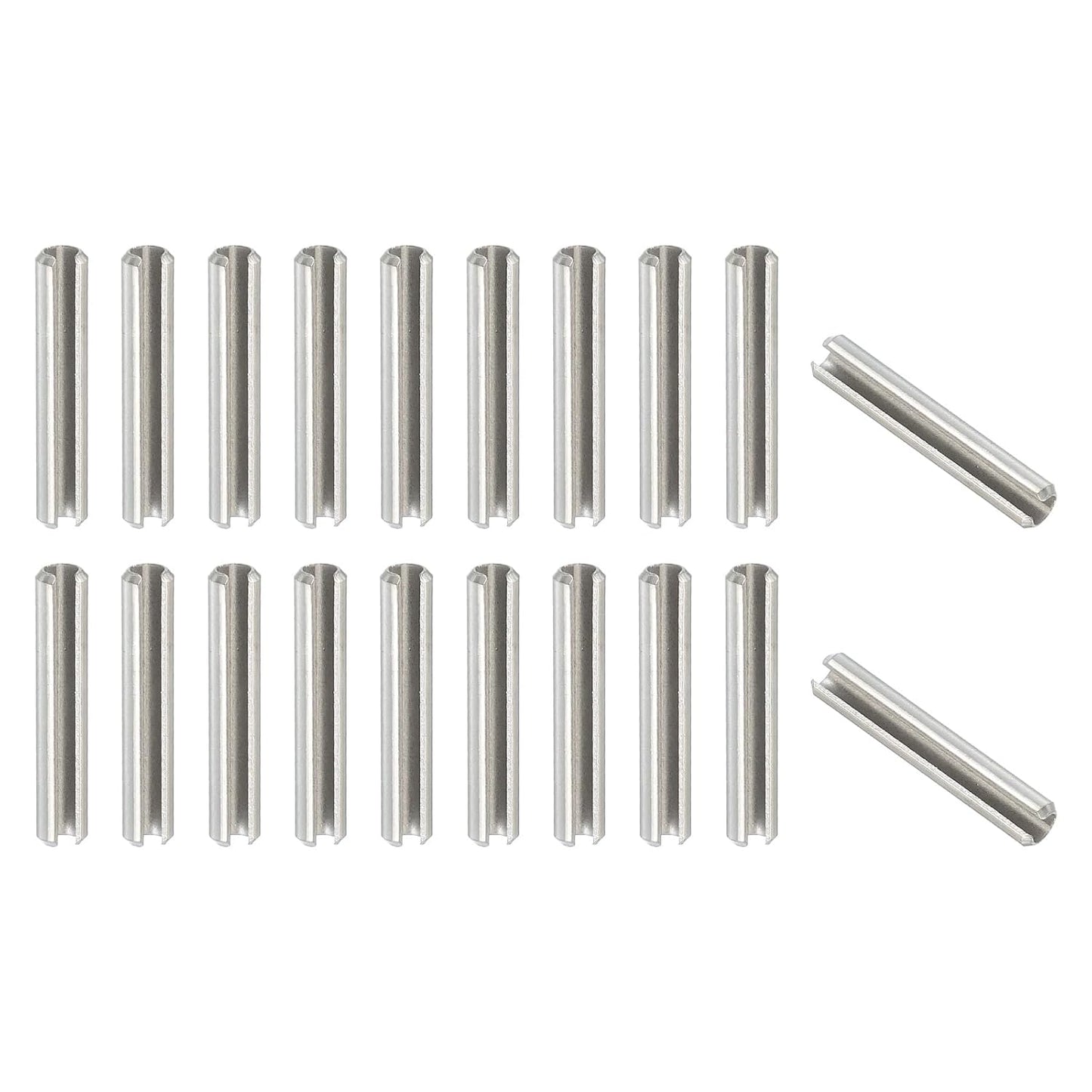 PATIKIL Slotted Spring Pin, 50 Pcs 1/8" x 3/4" (3.2mm x 20mm) 304 Stainless Steel Split Roll Pins Spring Dowel for Home Improvement Automotive Machine Repair, Silver - Colors A