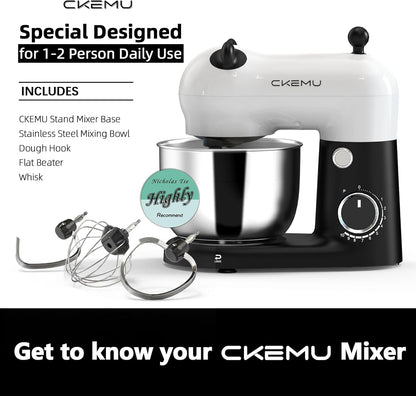 Stand Mixer, Compact & Space-Saving, Stainless Steel Bowl, Unique & Playful Design, Effcient 300W Motor, Dishwasher-Safe Attachments, SM-2549A (Black)