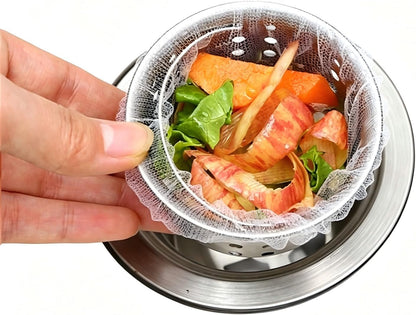 Sink Strainer Bags, 300 Count Disposable Kitchen Sink Drain Mesh Bags, Elastic Fine Net Filter for Food Waste, Universal Fit for Most Sink Strainers