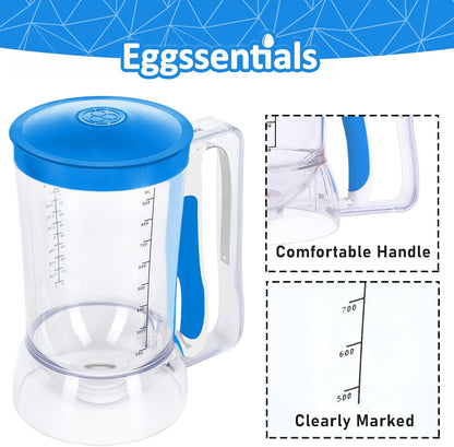 Eggssentials - Pancake Batter Dispenser with 5-Cup Capacity - Waffle Batter Dispenser for Pancakes, Cupcakes & Crepes, Easy-Squeeze Handle, Dishwasher Safe - Black Pancake Dispenser