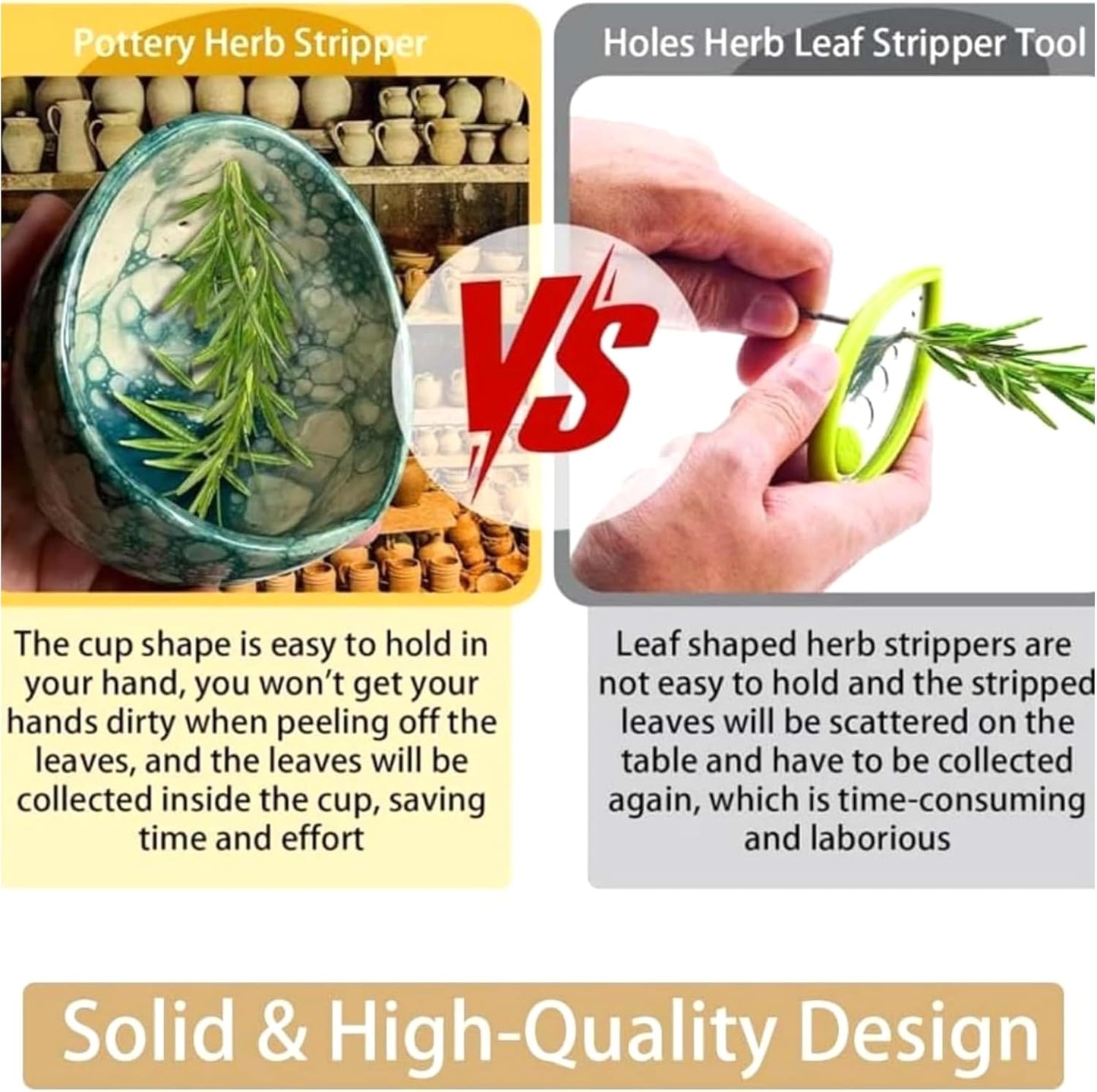 Pottery Herb Stripper Bowl, Handmade Pottery Herb Stripper Ceramic Herb Stripper Quick Stem Removal Ceramic Bowl 2025 New Ceramic Kitchen Herb Stripping Tool