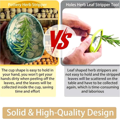 Pottery Herb Stripper Bowl, Handmade Pottery Herb Stripper Ceramic Herb Stripper Quick Stem Removal Ceramic Bowl 2025 New Ceramic Kitchen Herb Stripping Tool