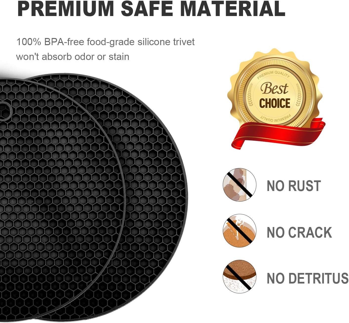 4 Pcs Trivets for Hot Dishes, Kitchen Heat Resistant Silicone Trivet, Extra Thick, Large, Non Slip (3. Beige)