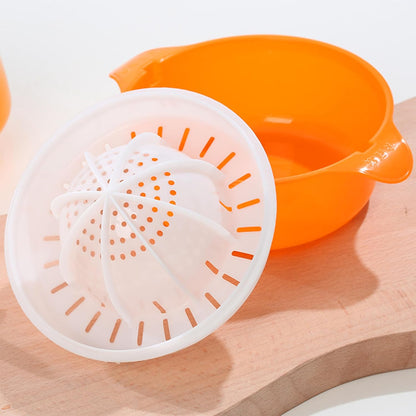 Citrus Orange Juicer, Lemon Manual Hand Squeezer Lime Press Anti-Slip Lid Rotation Reamer with Strainer and Container…