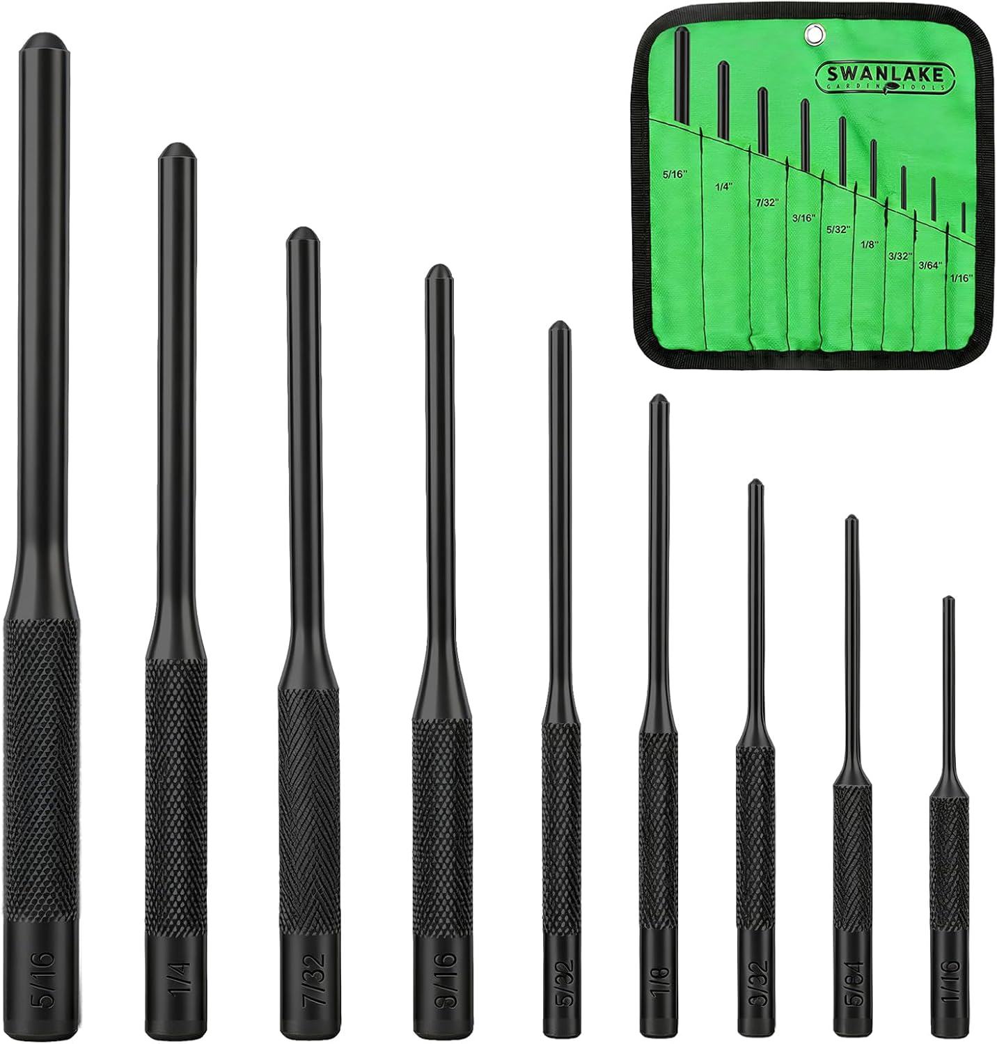 SWANLAKE 9-Pieces Roll Pin Punch Set, Removing Repair Tool with Holder for Automotive, Watch Repair,Jewelry and Craft