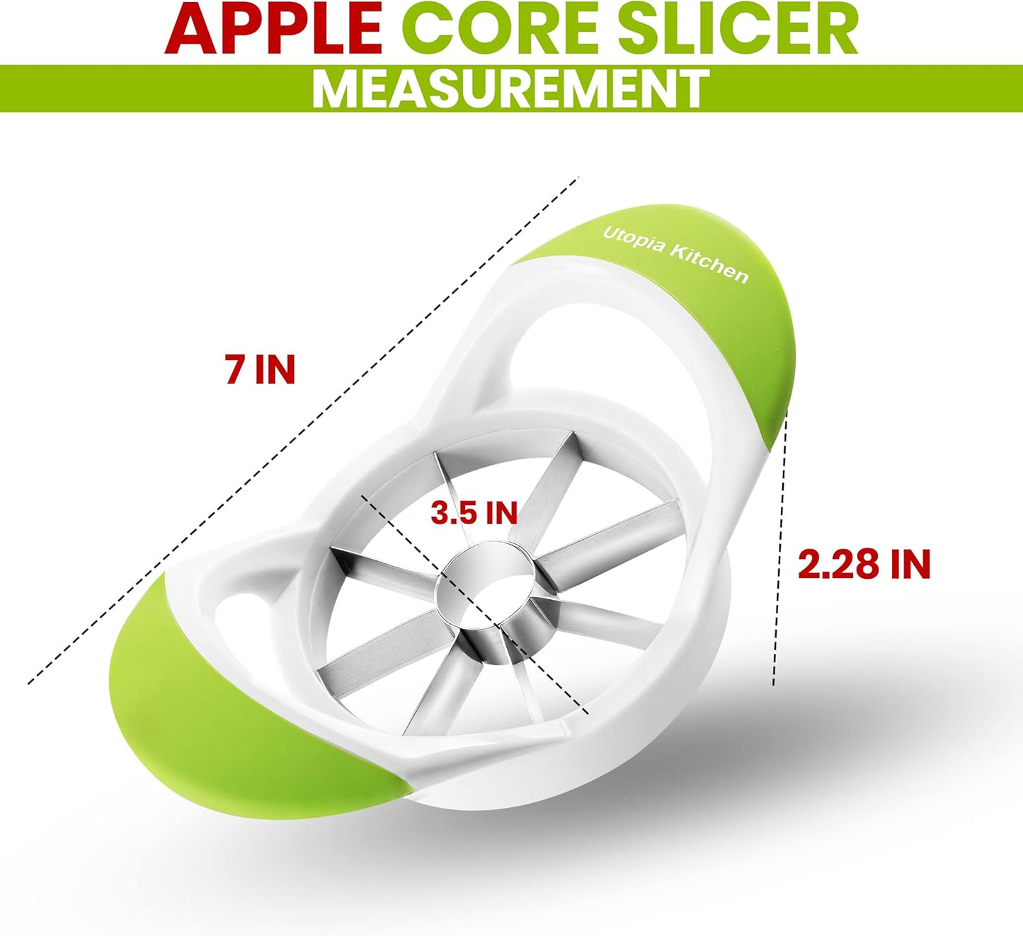 Utopia Kitchen Apple Corer and Slicer Fruit Cutter Apple Divider Wedger Stainless Steel Slicer for Fruits and Vegetables Ergonomic Handle Easy Grip 8 Sharp Blades Blue