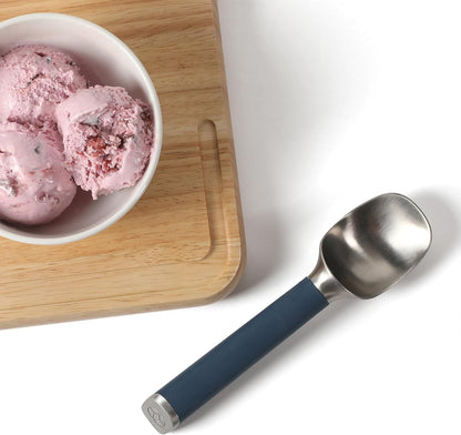 Calphalon Cookie Scoop, Stainless Steel Trigger Scoop for Cookie Dough, Ice Cream & Batter, Portion Control Kitchen Scoop with Release Mechanism, Taupe