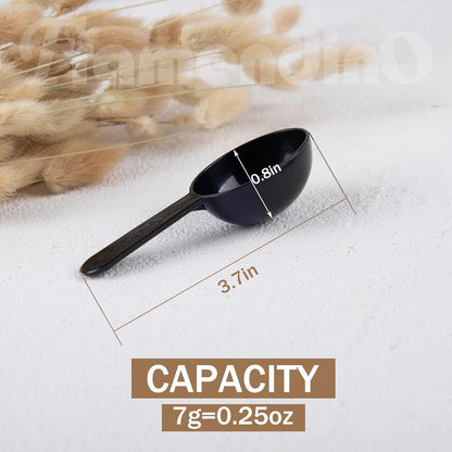 Framendino, 5 Pack Plastic Coffee Measuring Spoons Short Handle Scoops for Tea Sugar Cereal Milk Powder Spices Black 7g