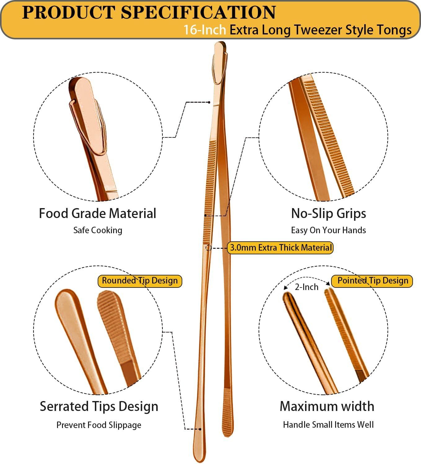 JETKONG 2 Pcs 12-Inch Kitchen Tweezers Fine Tweezer Tongs, Extra-Long Stainless Steel Cooking Tweezers (Silver)