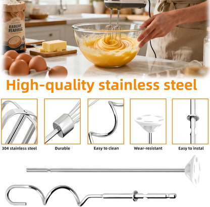 Hand Mixer Beaters Attachments Compatible with Hamilton Beach,62632R, 62682RZ, 62692, 62695V, 64699 – Includes Beaters, Dough Hooks, Whisk & Blending Rods – Durable Replacement Mixer Accessories 6Pack
