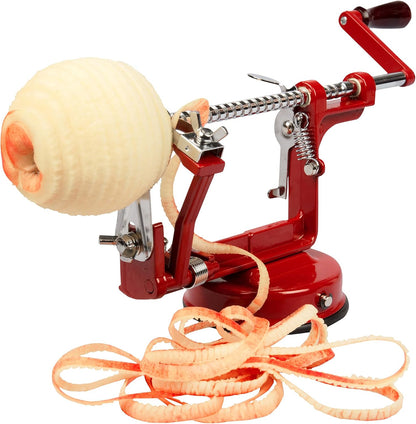Apple Peeler and Corer - Durable, Heavy Duty Chrome Cast Iron with Powerful Countertop Suction, Hand Crank for Fruits, Apples, Potatoes or Veggies, Fall Picking Season and Holiday Pie Making Essential