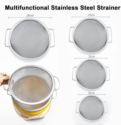 4 Packs Fine Mesh Paint Strainer 60 Mesh Stainless Steel Paint Filter Emulsion Honey Funnel Filter Cover Fits 5 Gallon Paint Bucket Filter Tool Insert