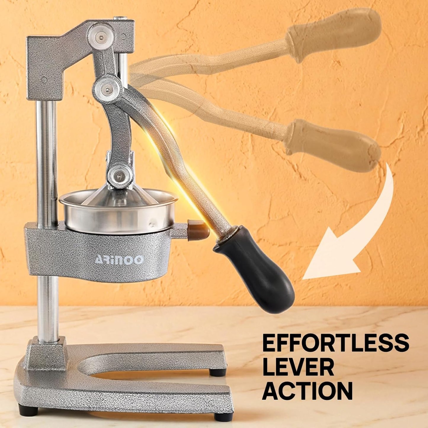 Kitchen Cast Iron Citrus Juicer,Manual Hand Press Orange Juicer,Heavy Duty Countertop Squeezer for Lemon,Orange, Easy to Use & Clean（Black)