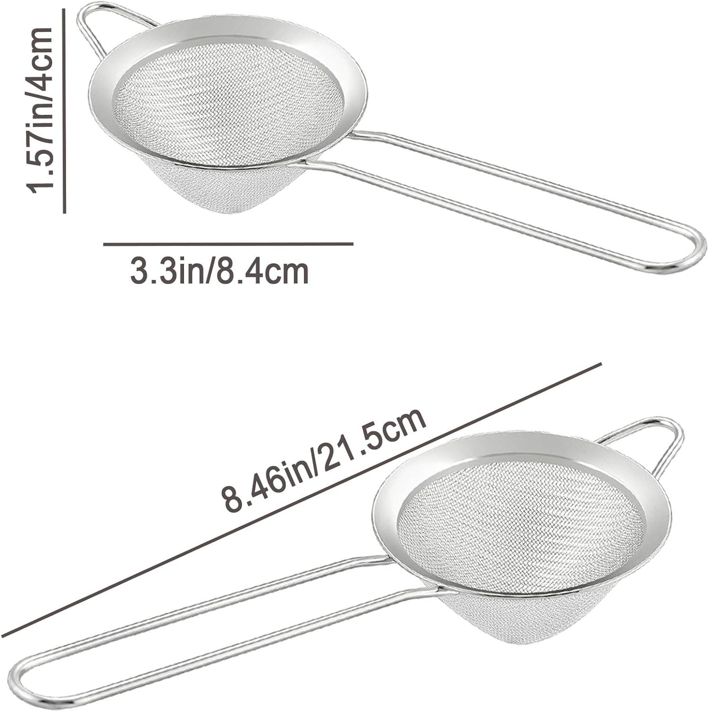 18 PCS Tea Strainers Cocktail Strainer Stainless Steel Fine Mesh Small Strainer, 3.3''Mini Tea Strainer with Long Handle for Cocktails Tea Herbs&Drinks,Conical Tea Filter Bar Colander Food Loose Tool