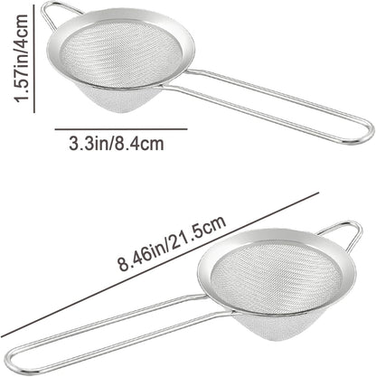 18 PCS Tea Strainers Cocktail Strainer Stainless Steel Fine Mesh Small Strainer, 3.3''Mini Tea Strainer with Long Handle for Cocktails Tea Herbs&Drinks,Conical Tea Filter Bar Colander Food Loose Tool