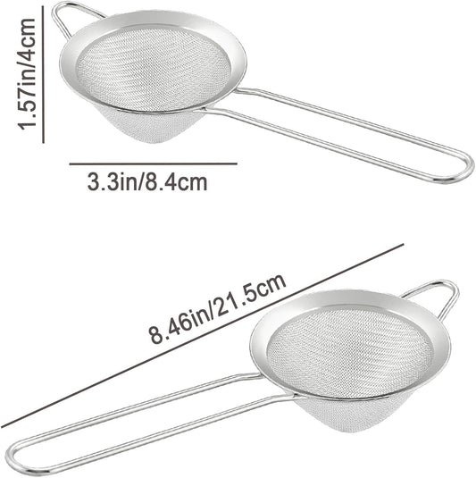 18 PCS Tea Strainers Cocktail Strainer Stainless Steel Fine Mesh Small Strainer, 3.3''Mini Tea Strainer with Long Handle for Cocktails Tea Herbs&Drinks,Conical Tea Filter Bar Colander Food Loose Tool