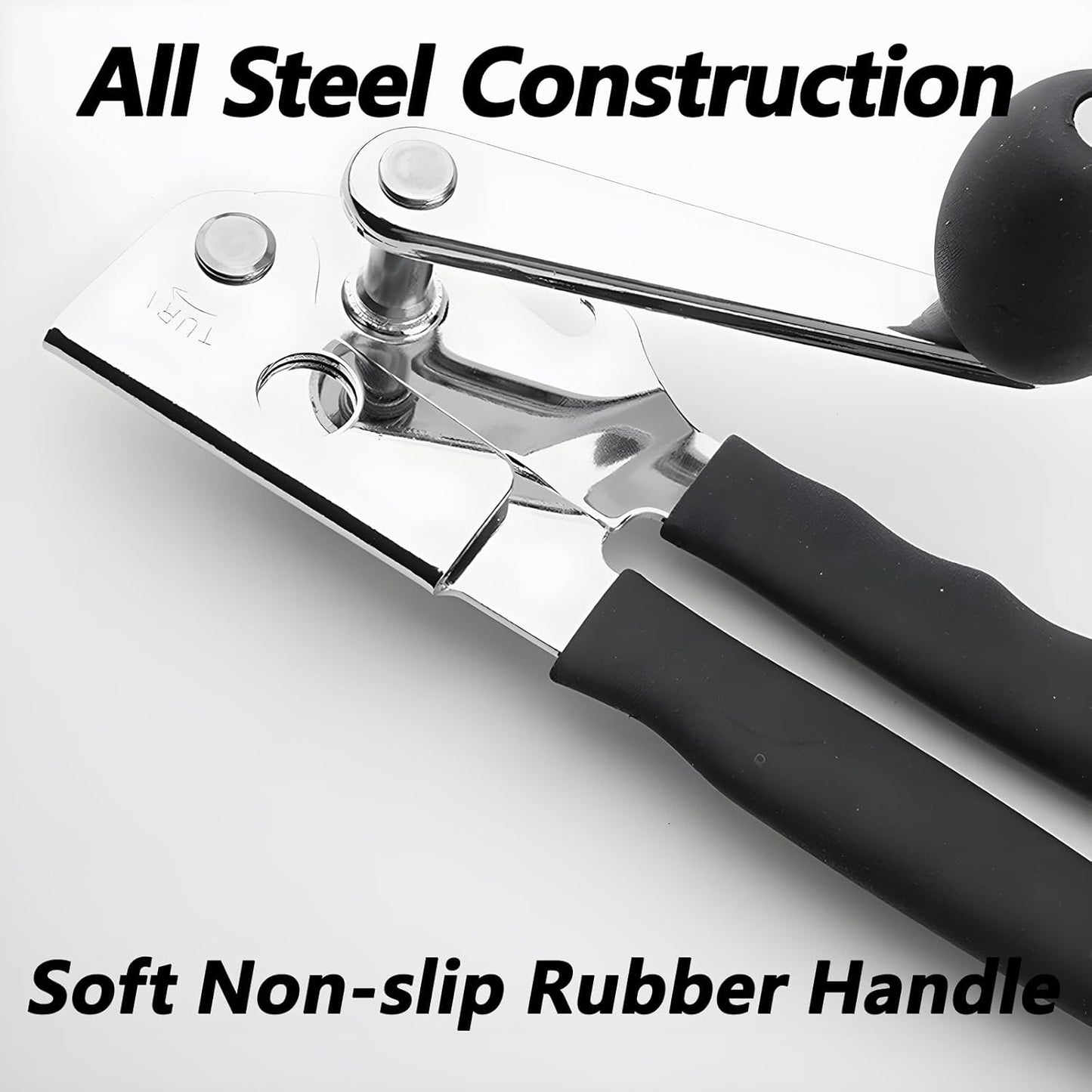 [Upgrade] Commercial Can Opener, Durable All-Steel Construction - RICKUNCL Hand Crank Can Opener with Magnet, Comfortable Extra-long Handles, Oversized Knob, Professional Ergonomic & Easy for Big Cans