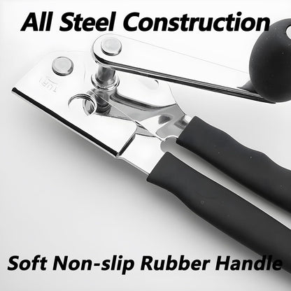 [Upgrade] Commercial Can Opener, Durable All-Steel Construction - RICKUNCL Hand Crank Can Opener with Magnet, Comfortable Extra-long Handles, Oversized Knob, Professional Ergonomic & Easy for Big Cans