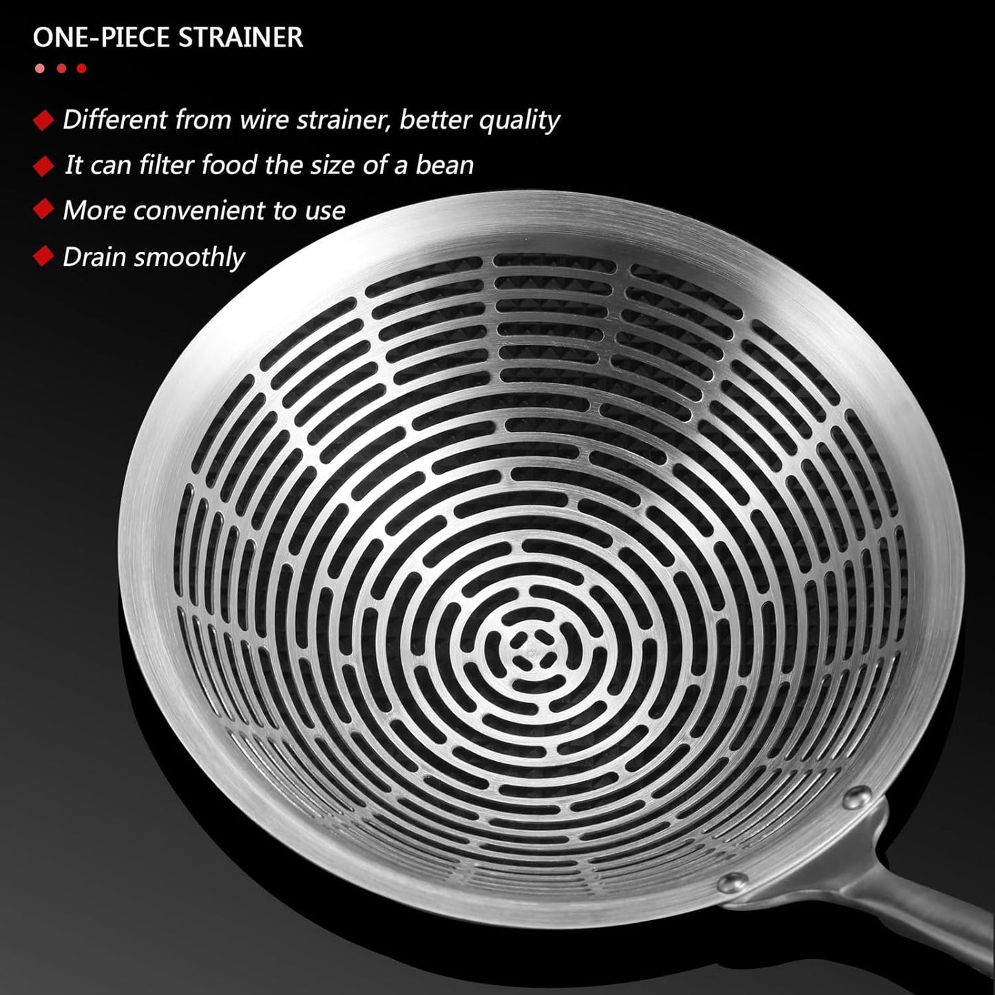 Collfa Cooking Skimmer 304 Stainless Steel Spider Strainer Handheld Metal Slotted Spoon With Holes Mesh Ladle For Spaghetti Pasta;Poached Egg;Noodle;Vegetables;Kitchen Frying And Cooking Tools