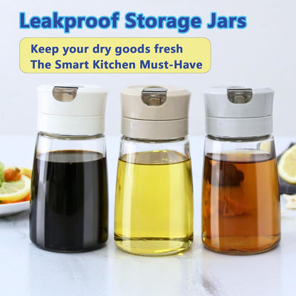 Simple Style Leak-Proof Glass Cruet Bottle 420ml, Oil & Vinegar Dispenser with Sealed Pour Spout, Wide Mouth, Easy to Clean, Kitchen & Dining Essential