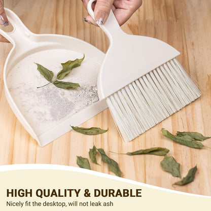 THINKLEARN 2PCS Small Broom and Dustpan Set, Mini Dust Pan and Brush, Hand Whisk for Pets, Kids, Desk, Home, Camping, Green Cleaning Supplies