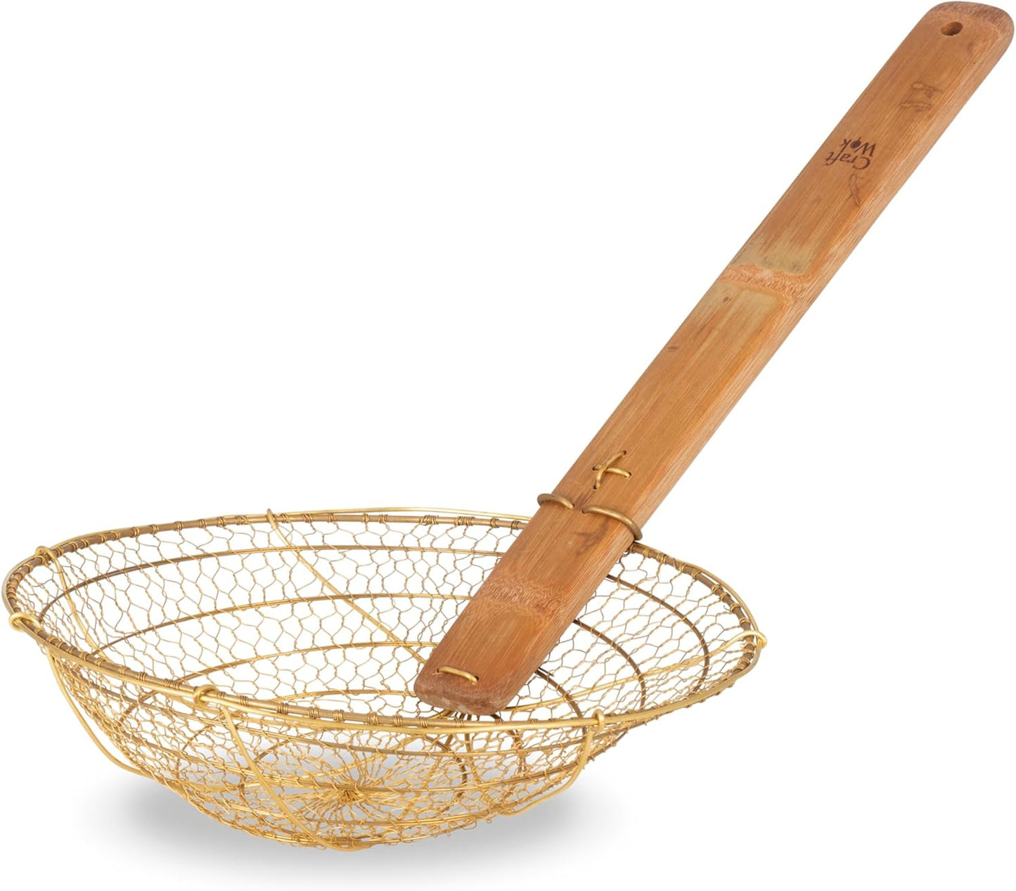 Craft Wok Small 6-Inch Brass Mesh Strainer/Spider Skimmer Zhao Li, Robust & Elegant Kitchen Tool for Frying & Straining, Authentic Oriental Cookware - / 732W7