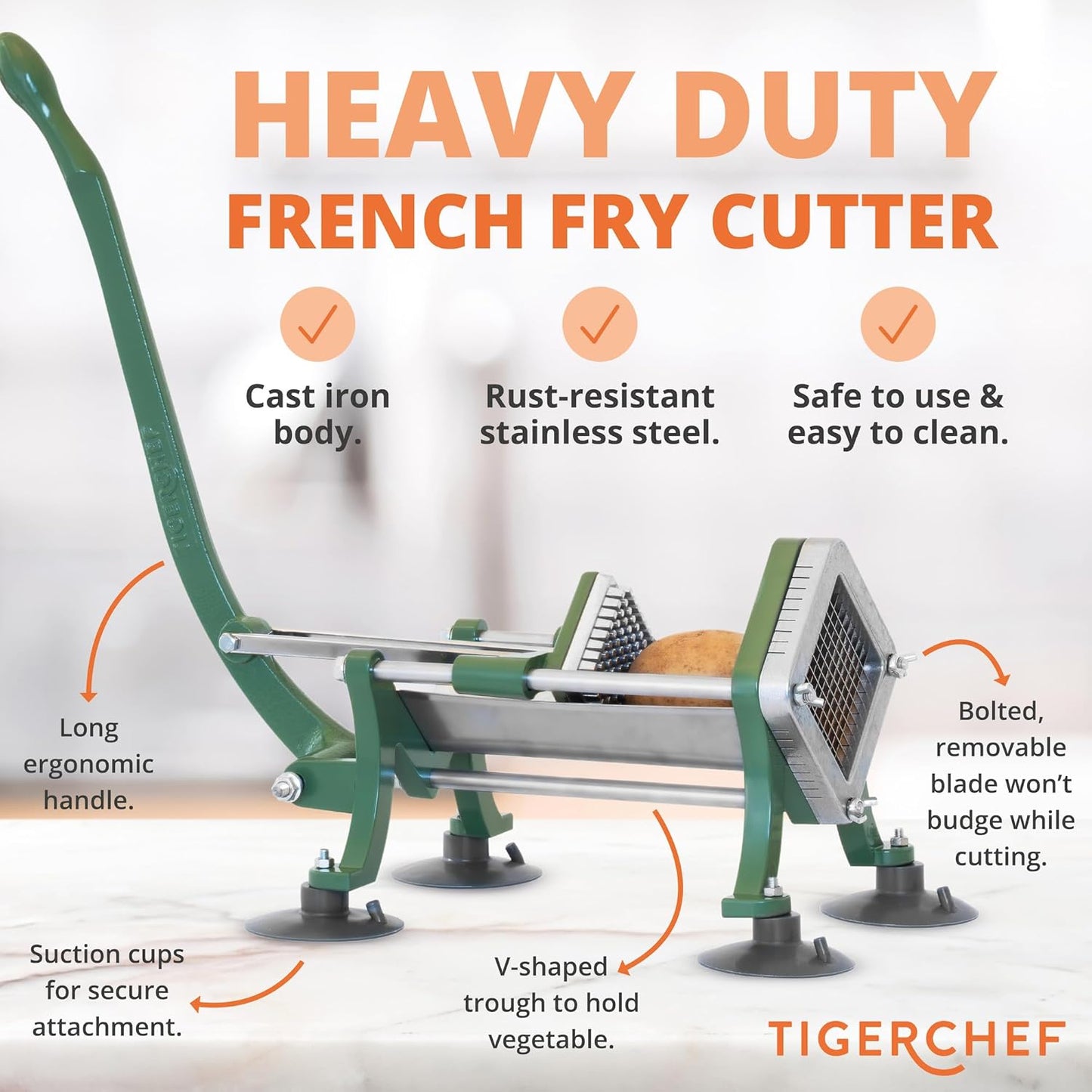 Tiger Chef Commercial Grade French Fry Cutter, Complete Combo Sets 15 Pieces,