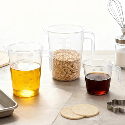 Multi-Purpose Measuring Cup Set - 1/2/4 Cup BPA-Free Unbreakable Plastic - Stackable Dishwasher Safe - Liquid/Solid Measurement - Kitchen Essential