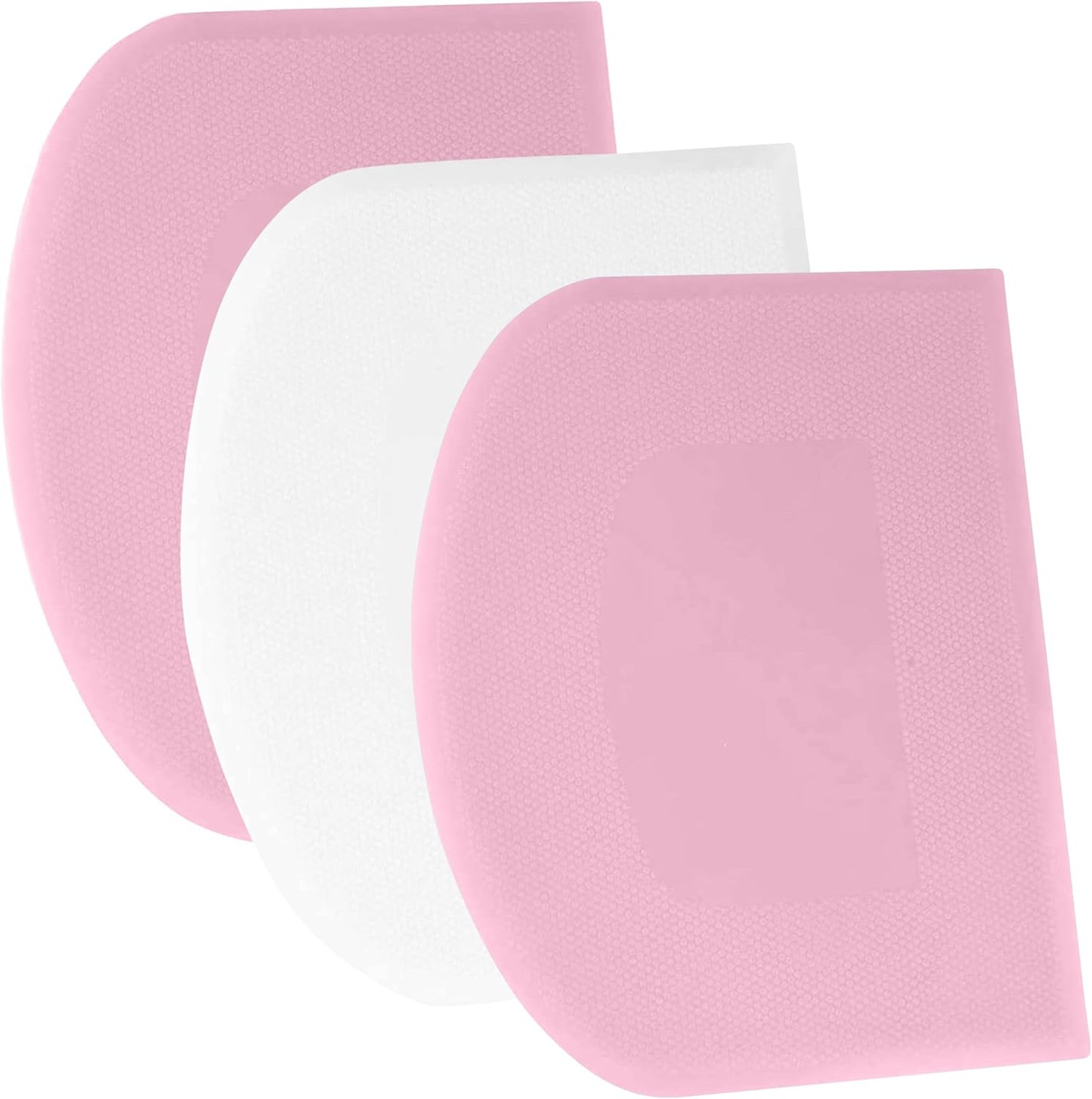 SURDOCA Dough Scraper Bench Scraper - 3P 4.7x3.7" Plastic Flexible Bowl Scraper, Sharp Edge & Angles Cake Scraper. Non-Slip Bakeware Decorating Tools Sculpting & Modeling Tools - Pure White - Colors A