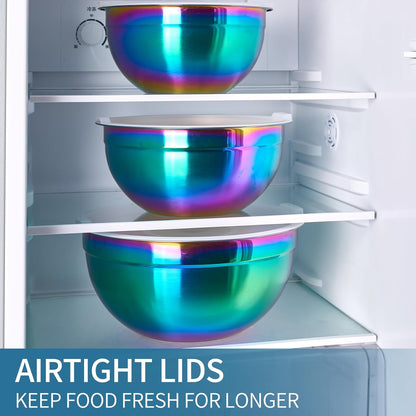 Gold Mixing Bowls With Airtight Lids,Stainless Steel Bowl,Salad Bowls 7 Piece Colorful Nesting Bowl Gold Kitchen Accessories,Size 7,3.6,2.7,2.1,1.5,1.1,0.8QT Stackable Design