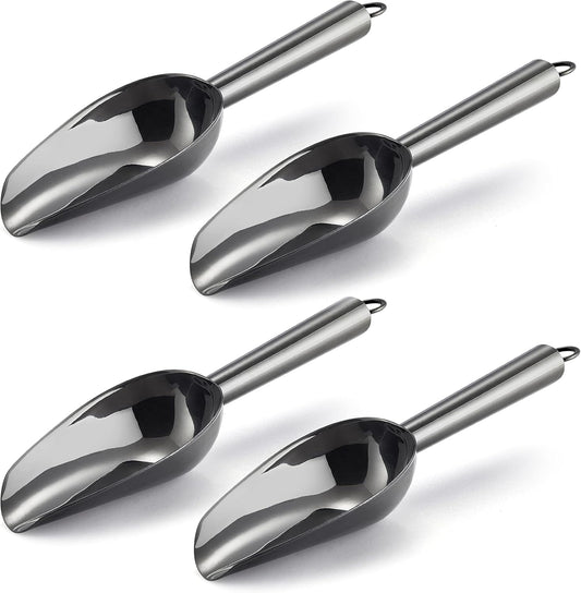 E-far Mini Scoop, 3 Ounce Stainless Steel Kitchen Utility Scoops, Ideal for Candy/Ice Cube/Flour/Sugar/Coffee Bean/Protein Powder, Food Grade & Anti Rust, Easy Clean & Dishwasher Safe (4 Pack)