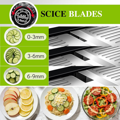 MASTERTOP Mandoline Slicer, 5 in 1 Mandoline Food Slicer for Kitchen,Stainless Steel Mini Vegetable Slicer with Safety Glove & Cleaning Brush,Adjustable Vegetable Chopper for Potatoes