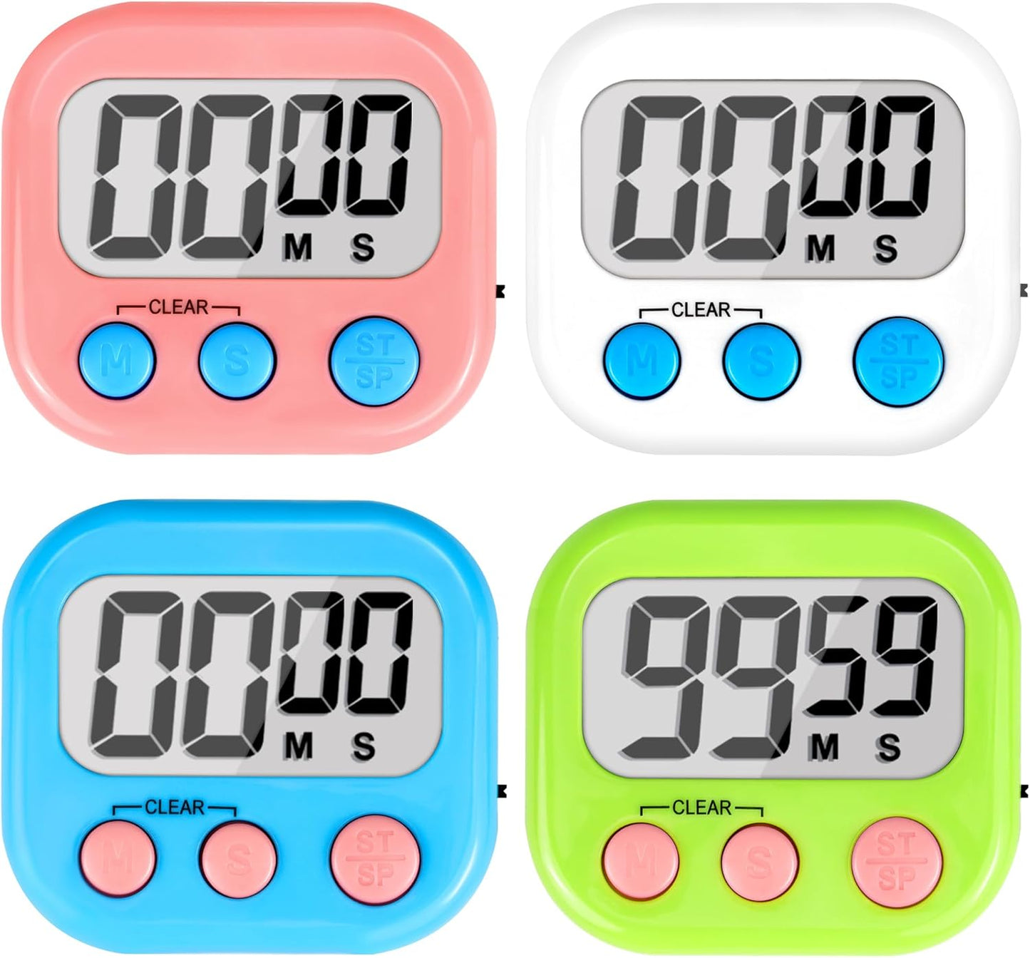 Digital Timer for Kids Teacher Supplies Classroom Timer for Study Learning Management Kitchen Work Exercise-4Pack Pink Blue Green Purple