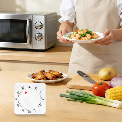 2 Pcs Kitchen Timer Manual : Mechanical, 60 Minute Visual Cooking, Time Management Tools Hour Mini Countdown for Kitchen, Cooking,Baking, Homework, Exercise Auto Off White