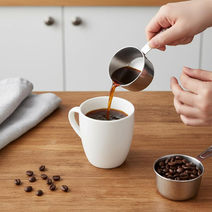 4 Pcs 1/3 Cup Scoop 80 ml Stainless Steel Measuring Cups Coffee Food Scoop for Liquid, Kitchen Wet and Dry Ingredients, Baking