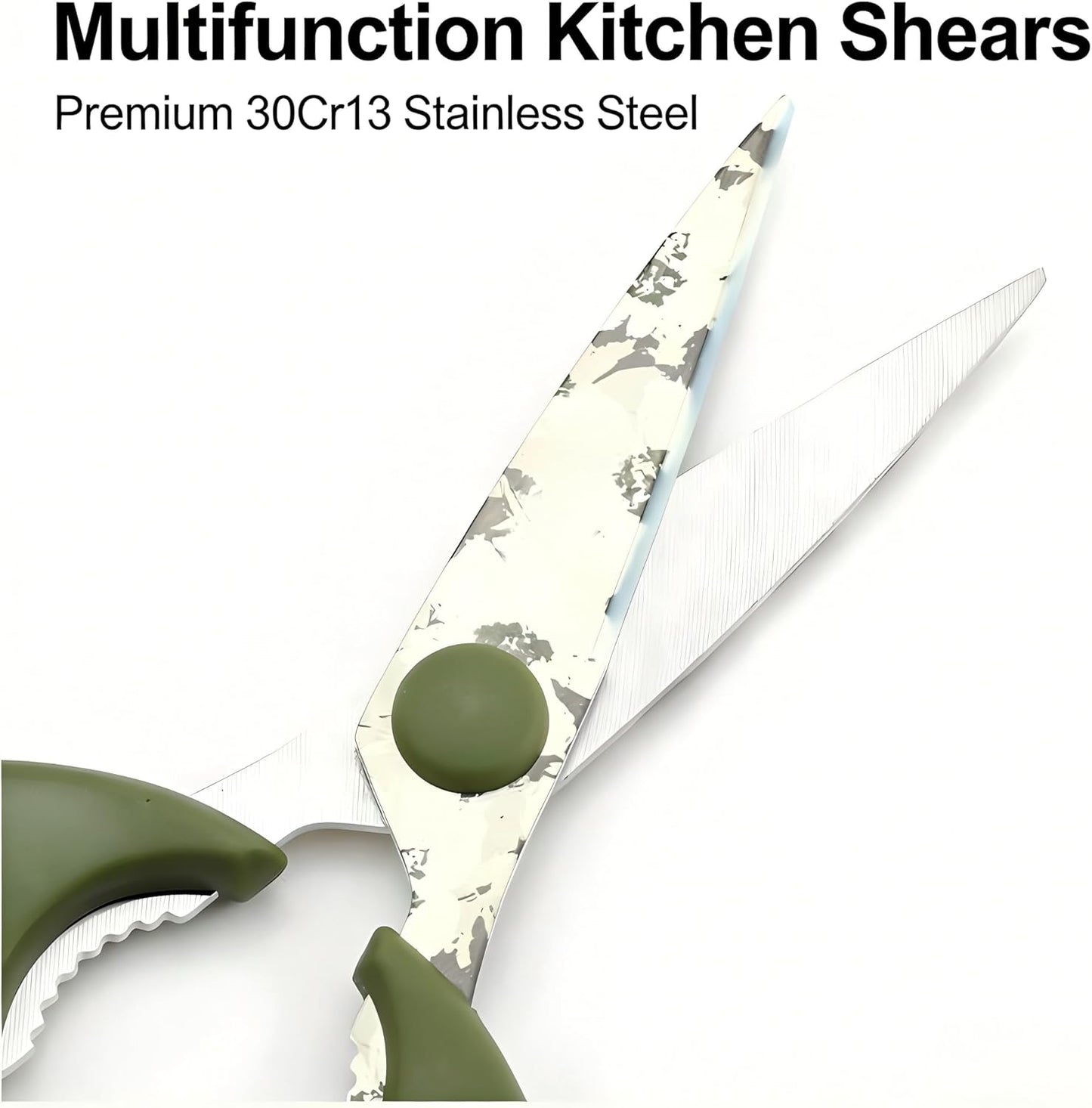 Kitchen Shears Scissors, ARCHIKING 7.7inch Gold Titanium Plated Scissor-Meat and Poultry Shears, Dishwasher Safe, Acrylic Handel All Purpose Stainless Steel Utility Scissor - Diamond Clear