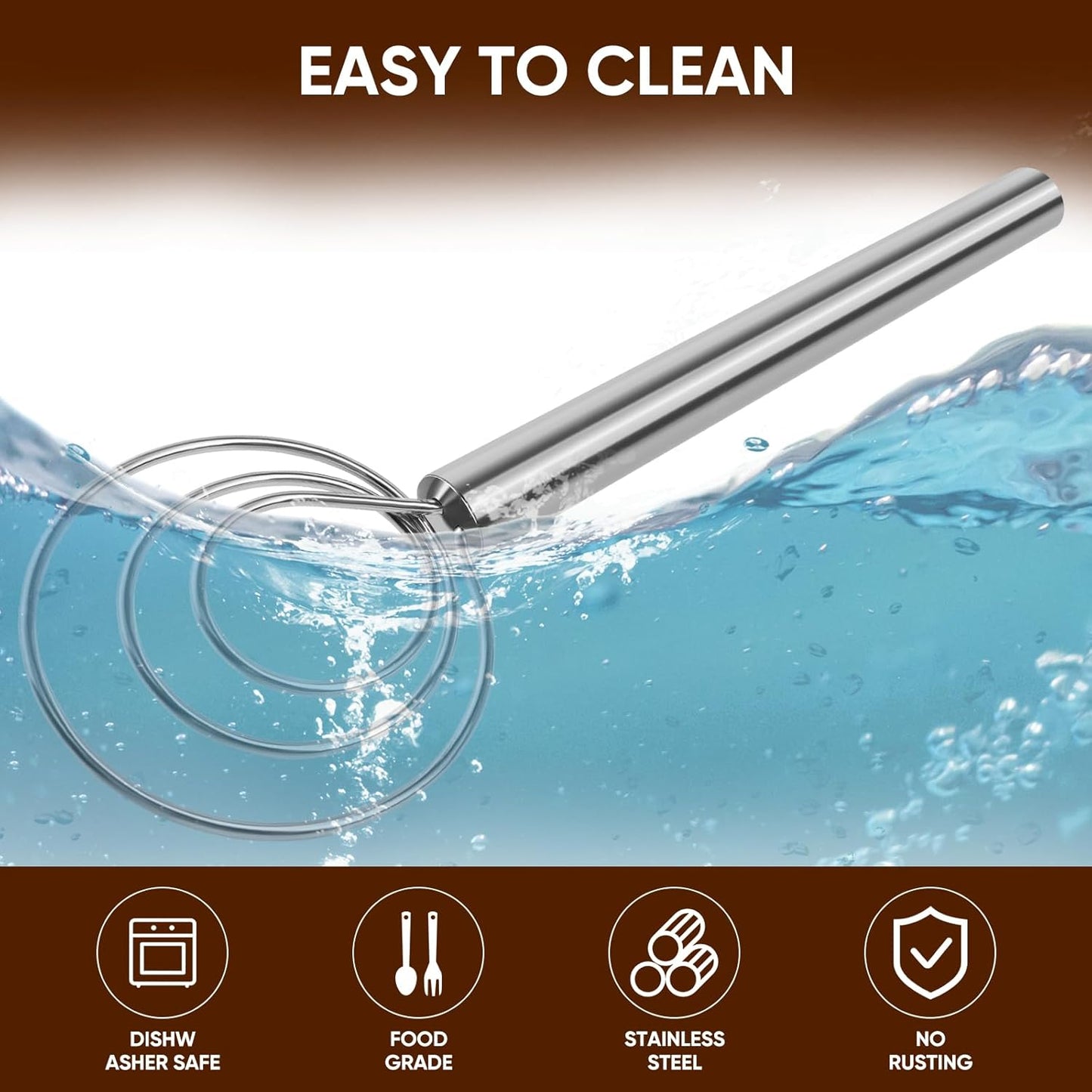 Maxjoy Danish Dough Whisk Wooden Dutch Bread Mixer with Stainless Steel Hook for Sourdough Baking Hand Tool