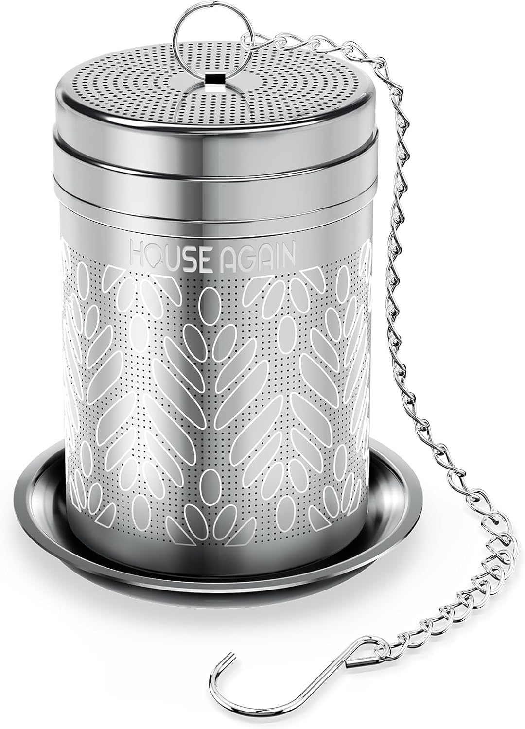 House Again Tea Infusers, Extra Fine Mesh Tea Strainers for Loose Tea, Updated Slim Threaded Lid & 304 Stainless Steel, Loose Leaf Tea Steeper for Brew Tea Spices & Seasonings