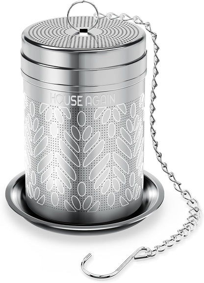 House Again Tea Infusers, Extra Fine Mesh Tea Strainers for Loose Tea, Updated Slim Threaded Lid & 304 Stainless Steel, Loose Leaf Tea Steeper for Brew Tea Spices & Seasonings