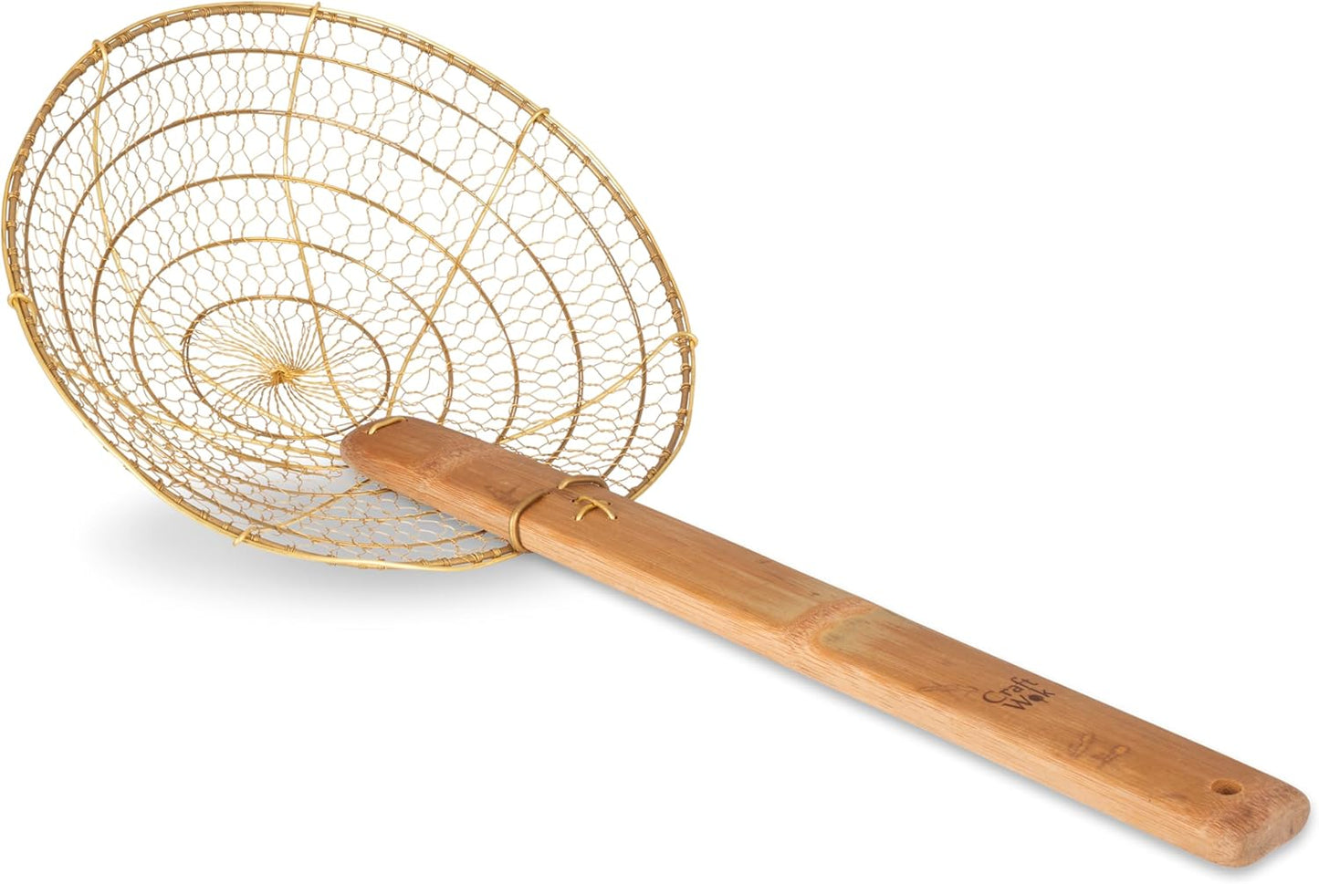 Craft Wok Small 6-Inch Brass Mesh Strainer/Spider Skimmer Zhao Li, Robust & Elegant Kitchen Tool for Frying & Straining, Authentic Oriental Cookware - / 732W7