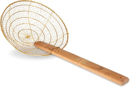 Craft Wok Small 6-Inch Brass Mesh Strainer/Spider Skimmer Zhao Li, Robust & Elegant Kitchen Tool for Frying & Straining, Authentic Oriental Cookware - / 732W7