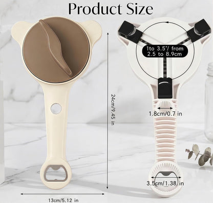 4-in-1 Adjustable Jar Opener for Weak Hands & Seniors — Ergonomic Non-Slip Handle, Multi-Size Lid Remover for Mason Jars, Bottles & Cans (Grey)