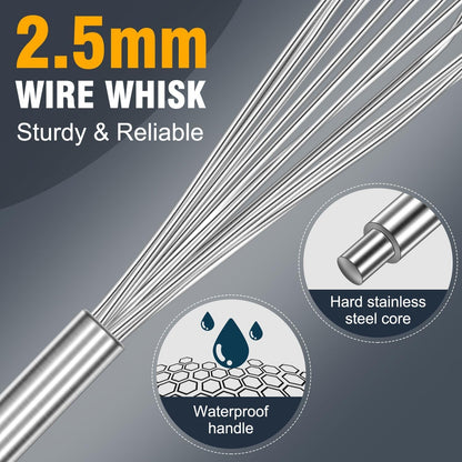 Whisks For Cooking - 500 °F Heat Resistant Silicone Whisk, Heavy Duty 7",9"&11inch Non-Scratch Balloon Kitchen Wisk tool Set, for cooking Wisking, Blending, Beating, Stirring, 3 Piece Black
