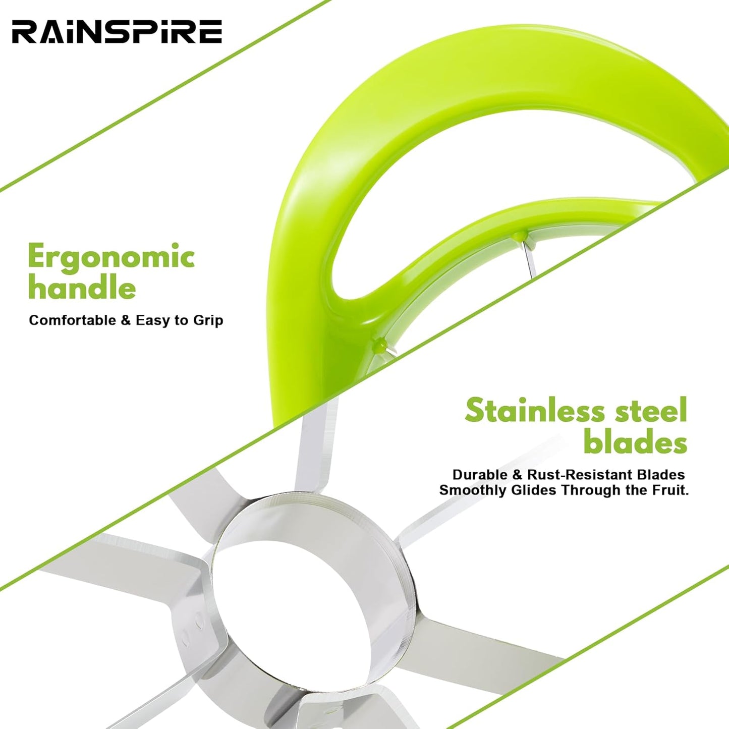Rainspire Apple Cutter 8 Slices, 8 Blade Apple Slicer and Corer, Apple Corer Tool with Stainless Steel Blades, Super Sharp Fruit Cutter Fruit Slicer (Red)