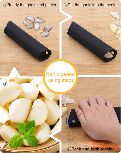Upgraded Garlic Press Rocker Full Stainless Steel, Garlic Mincer, Garlic Crusher Squeezer with Silicone Peeler and Cleaning Brush, Rustproof and Dishwasher Safe, by FeliceG