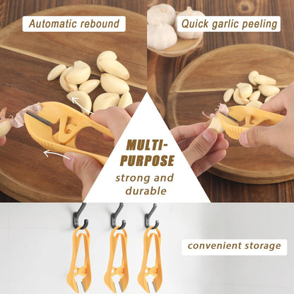 2pcs Garlic Peeler, 2025 New Garlic Tweezers with Hanging Hole Manual Peeling Clips Simple Easy Multipurpose Kitchen Tools for Avoiding Smell on Your Hands (Orange)
